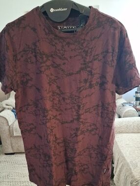 Men's Maroon Short Sleeve Tie-Dye Crew T-Shirt